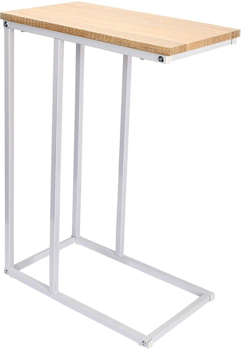 Kamyra® Bijzettafel van Hout – Bijzettafeltje/Laptoptafel/Salontafel – Kras- en Waterbestendig – Licht Eiken - 45x25x63,5