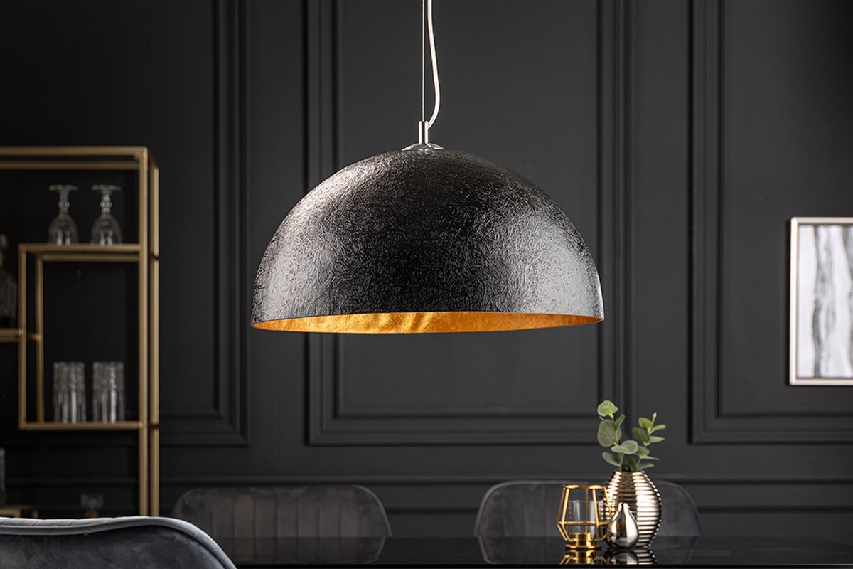 Elegante design hanglamp GLOW 50cm zwart goud hanglamp Lampenkap: glasvezel