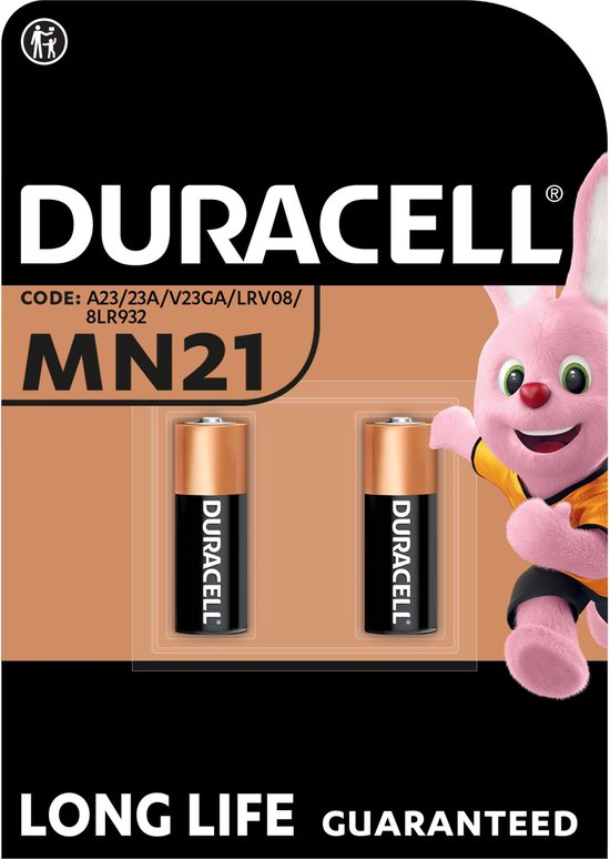 De Duracell Specialty Alkaline MN21-batterij 12V (A23 / 23A / V23GA / LRV08 / 8LR932), verpakking van 2