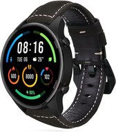 Smartwatch bandje leer - geschikt voor Xiaomi Mi Watch / Xiaomi Watch S1 / Watch S1 Pro / Watch 2 Pro - Active - zwart