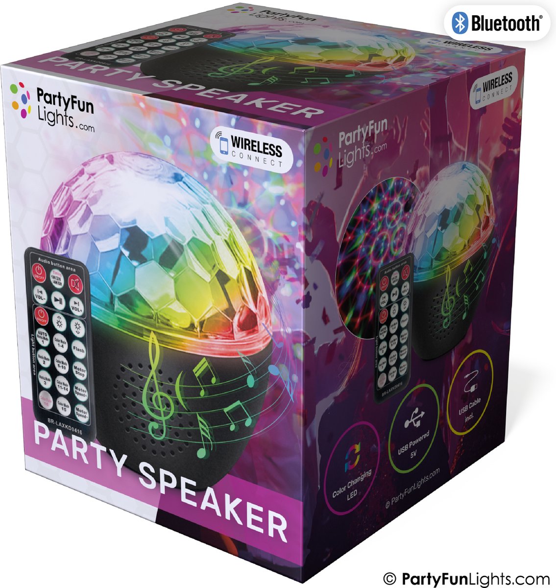 PartyFunLights - Bluetooth Party Speaker Starlight Projector - 16 lichteffecten - Afstandsbediening - Projector lamp – foto 4