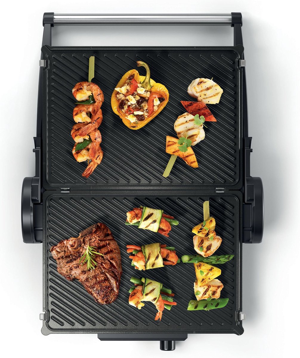 Bosch TCG4104 Contact Grill, Grilling plates with non-stick coating, Power 2000W, Red