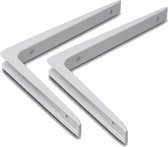 Set van 6x stuks plankdragers aluminium wit 15 x 20 cm - planksteun / planksteunen