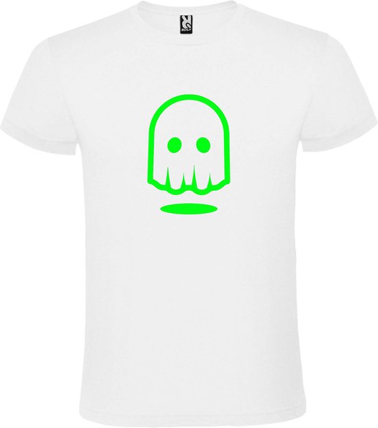 Wit T-shirt ‘Spookje’ Groen maat L