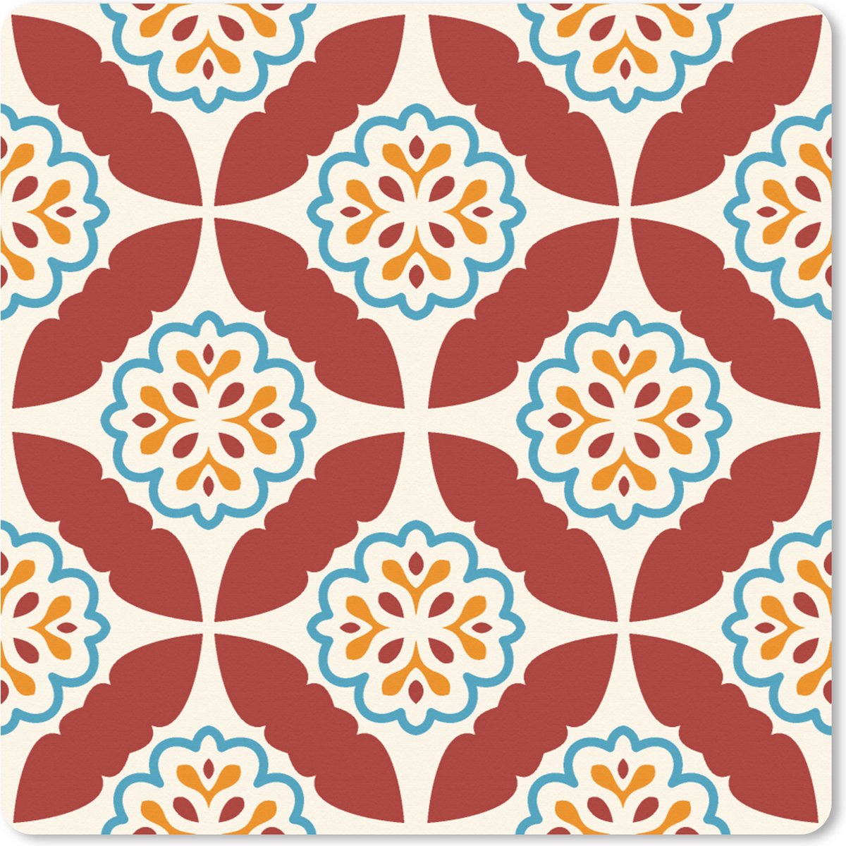 Muismat XXL 80x80 cm - Bureau onderlegger - Bureau mat Bloemen - Tegel - Patroon - Bureaumat - Gaming mousepad xl - Bureaulegger groot - Computer deskmat