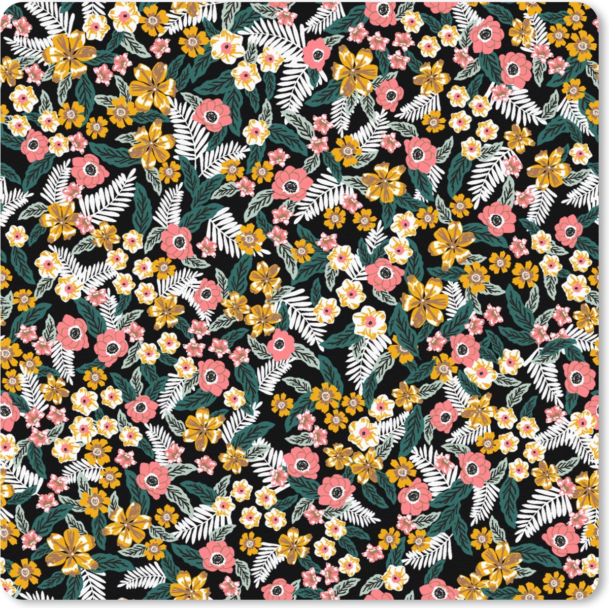Muismat XXL 60x60 cm - Bureau onderlegger - Bureau mat Bloemen - Regenboog - Patronen - Bureaumat - Gaming mousepad xl - Bureaulegger groot - Computer deskmat