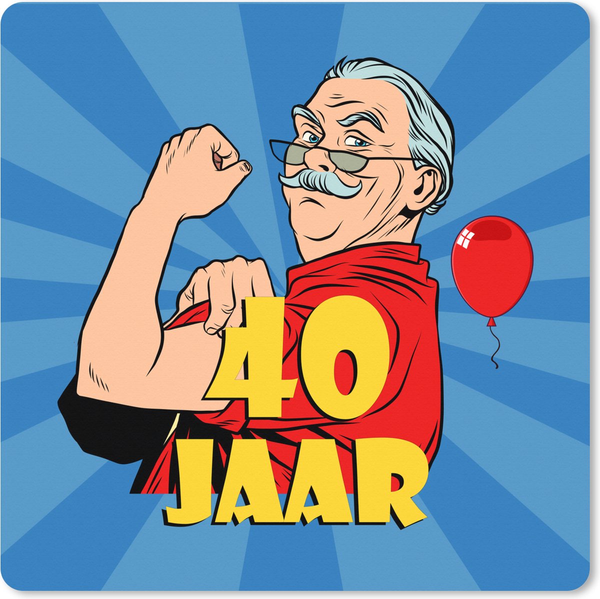 Muismat XXL 50x50 cm - Bureau onderlegger - Bureau mat 40 Jaar verjaardag man - Jubileum - Bureaumat - Gaming mousepad xl - Bureaulegger groot - Computer deskmat