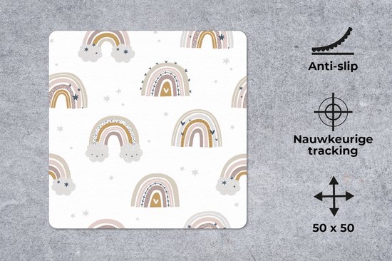 Tapis de souris XXL - Sous-main - Tapis de bureau - Filles - Motif - Arc-en-ciel - 50x50 cm - Tapis de souris XXL