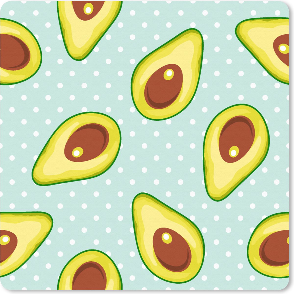 Muismat XXL - Bureau onderlegger - Bureau mat - Avocado - Patronen - Stippen - 80x80 cm - XXL muismat
