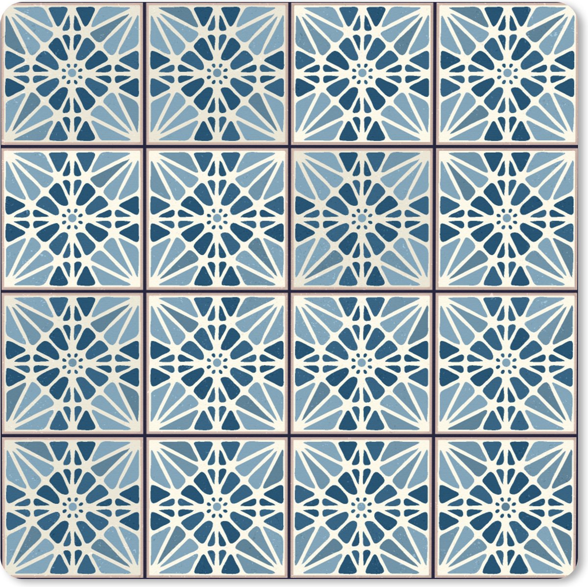 Muismat XXL 80x80 cm - Bureau onderlegger - Bureau mat Blauw - Patronen - Tegels - Bureaumat - Gaming mousepad xl - Bureaulegger groot - Computer deskmat