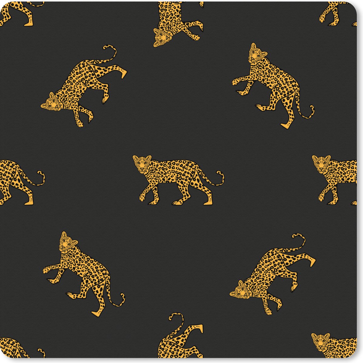 Muismat XXL 60x60 cm - Bureau onderlegger - Bureau mat Patronen - Panter - Goud - Bureaumat - Gaming mousepad xl - Bureaulegger groot - Computer deskmat