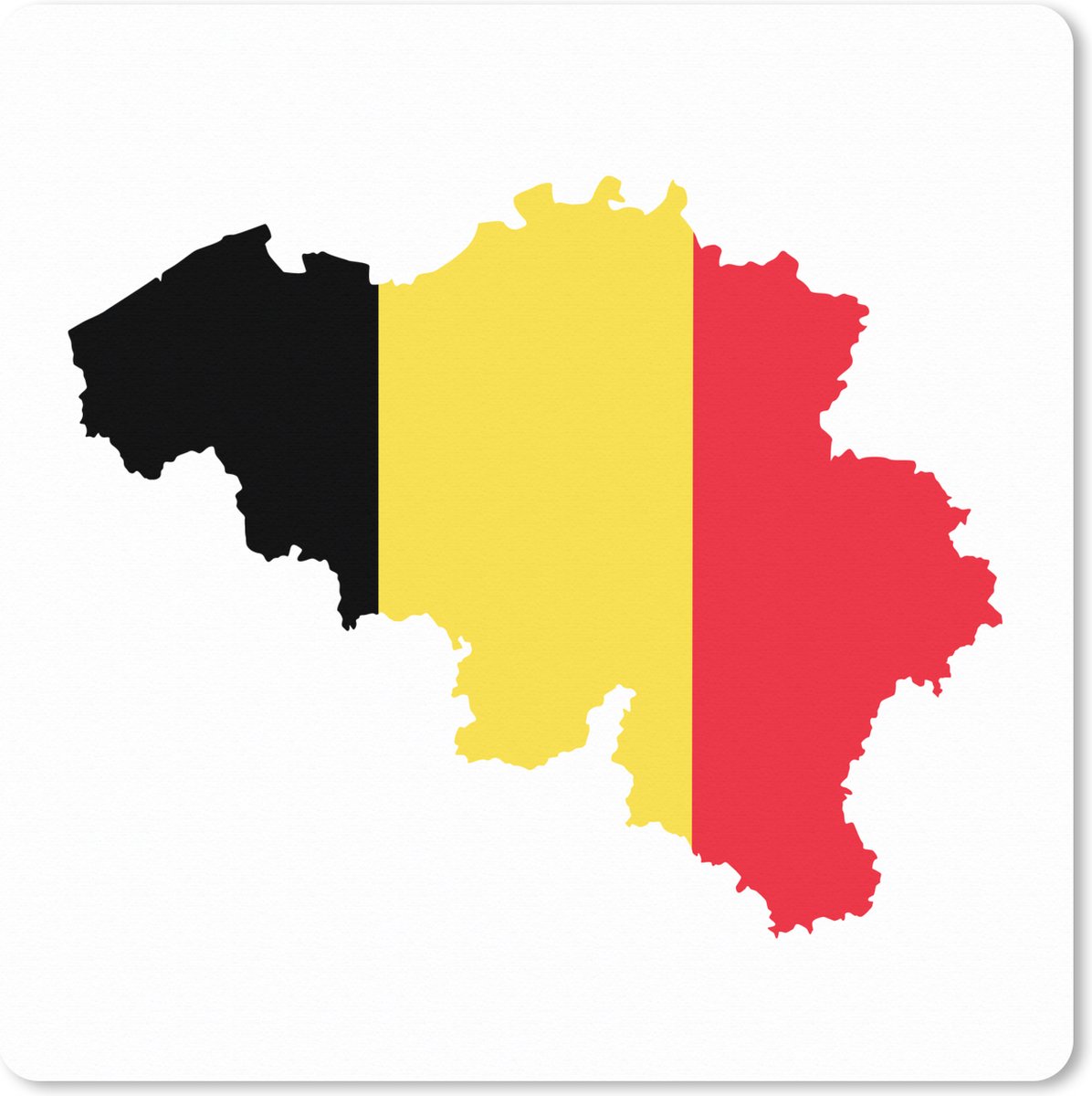 Muismat XXL 50x50 cm - Bureau onderlegger - Bureau mat Een illustratie van België in de kleur van de nationale vlag - Bureaumat - Gaming mousepad xl - Bureaulegger groot - Computer deskmat