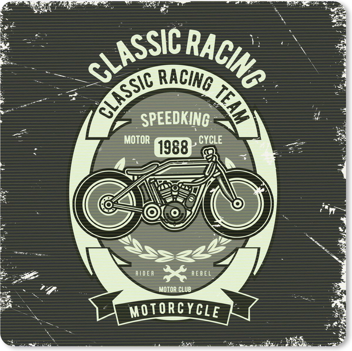 Muismat XXL 50x50 cm - Bureau onderlegger - Bureau mat Motorfiets - Race - Retro - Tekening - Bureaumat - Gaming mousepad xl - Bureaulegger groot - Computer deskmat
