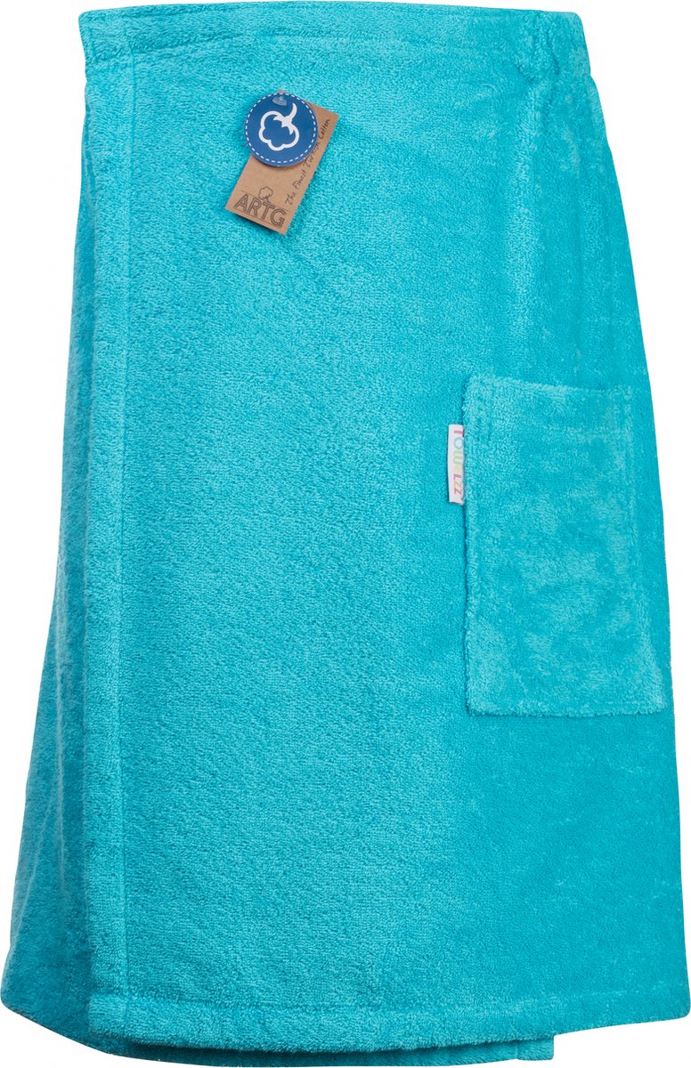 ARTG® Towelzz - Sauna Kilt - Heren - met klittenband - Zeeblauw - Aqua Blue - (tot 150 cm heupomvang)