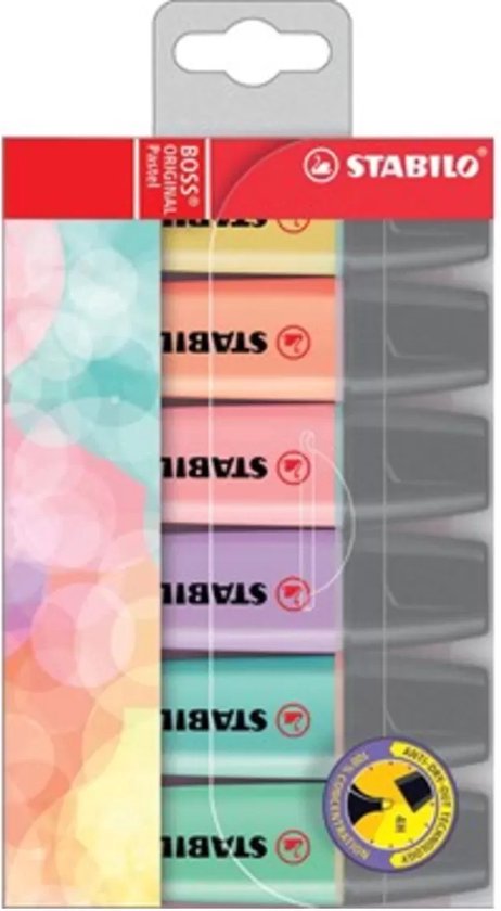 STABILO BOSS ORIGINAL Pastel - Markeerstift - Markeren Met Pastelkleuren - Etui Met 6 Kleuren - STABILO