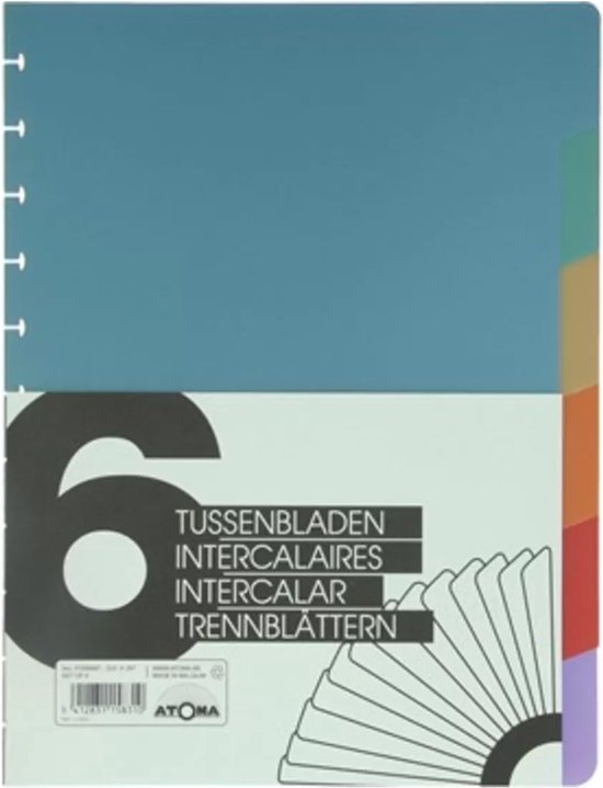 Atoma Tabbladen Set – 6 Stuks, A5+ Formaat, PP-materiaal In Vrolijke Kleuren – Perfect Voor Je Ringschrift