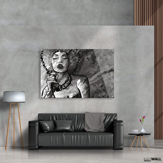 Luxe Plexiglas Schilderij Jazz Woman | 100x150 | Woonkamer | Slaapkamer | Kantoor | Muziek | Design | Art | Modern | ** 5MM DIK**