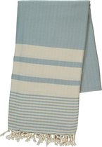 hiPPs Luxe Hamamdoek TABIAT LIGHT BLUE | Saunadoek | Strandlaken | Handdoek | Pareo | Ultra soft katoen | Handloom | Lichtgewicht | Mooie franjes