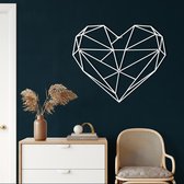 Wanddecoratie |  Geometrisch Hart / Geometric Heart| Metal - Wall Art | Muurdecoratie | Woonkamer |Wit| 76x63cm