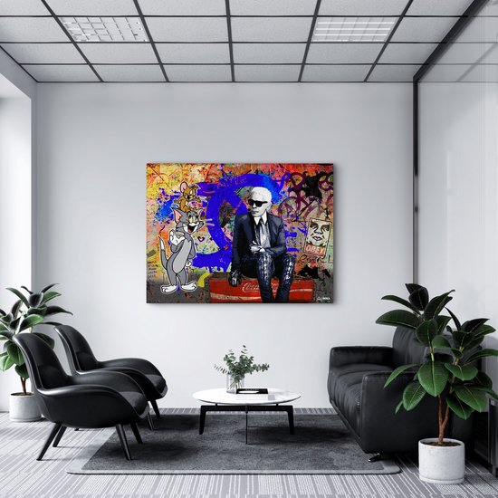 Peinture sur toile de Luxe Tom & Jerry Obey | 40 x 60 | Salle de séjour | Chambre à coucher | Bureau | Musique | Design | Art | Moderne | ** 4 CM D'ÉPAISSEUR ! EFFET 3D**