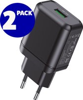2x 18W Quick Charge Oplaadstekker - AC60QC - Zwart - USB Lader Stekker Adapter Snellader