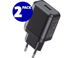 2x 18w Quick Charge Oplaadstekker - AC60QC - Zwart - Usb Lader Stekker Adapter Snellader