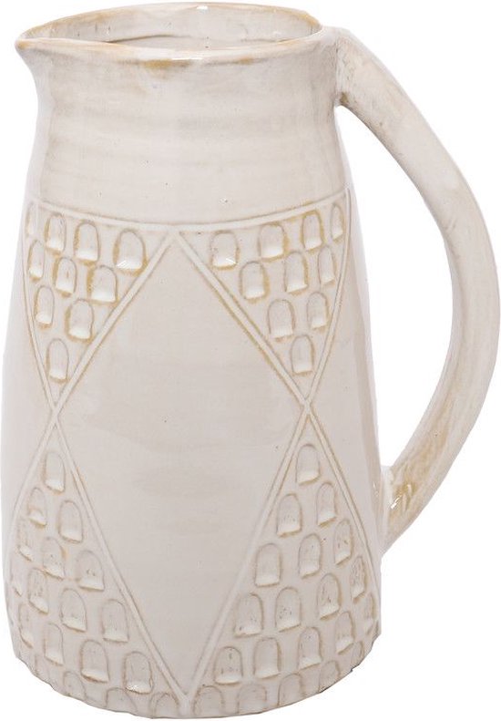 Oneiro Luxe Vaas VASE KUYGEN CERAMIC 16X12X18CM IVORY – hotel chique - binnen – accessoires – tuin – decoratie – bloemen – mat – glans – industrieel - droogbloemen