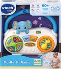 VTech Dierenvriendjes Do-Re-Mi Radio in verpakking, met blauw handvat en een olifant.