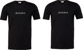 T-shirts koppel set met verkeringsdatum-zwart-korte mouwen-Maat M