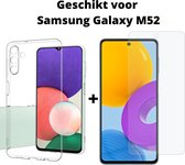 Samsung Galaxy M52 Hoesje Transparant + screen protector - Samsung M52 Hoesje Anti Shock - Samsung M52 Anti Shock Hoesje - M52 Anti Shock Case - M52 Anti Shock Cover + Tempert Glas
