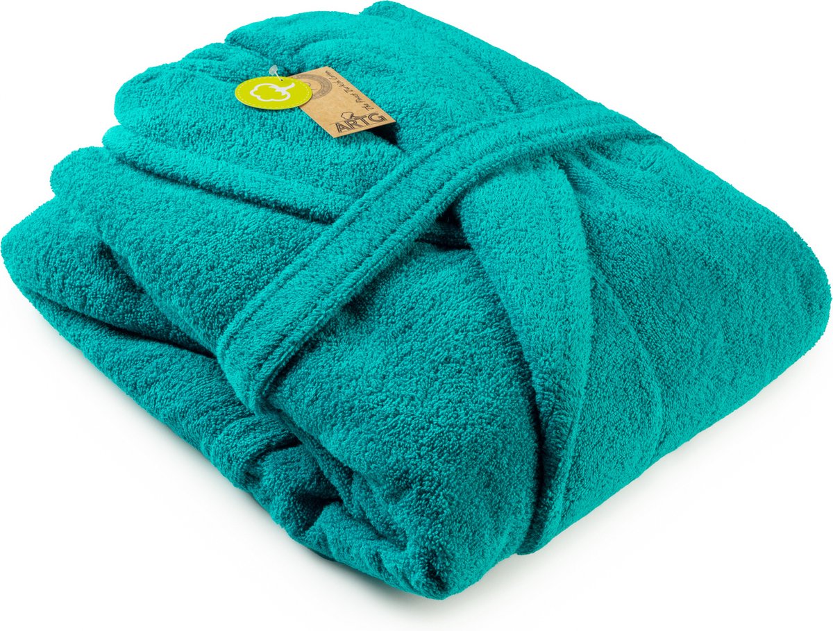 ARTG Robezz - Badjas Sjaalkraag - Petrol Blauw - Deep Blue - 100% Katoen - Zware kwaliteit - Badstof
