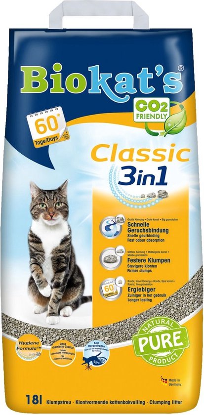 Biokat's Classic 3 En 1 - Litière pour chat Pour Chat - Agglomérante - 18L