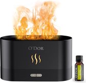 O'dor® Flame Diffuser met EXTRA fles Etherische Olie en USB adapter - Geurvernevelaar - Aroma Diffuser met Vlam Effect