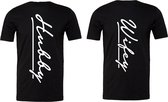 Ensemble t-shirts couple Hubby et Wifey dos chemises-noir-manches courtes-Taille L