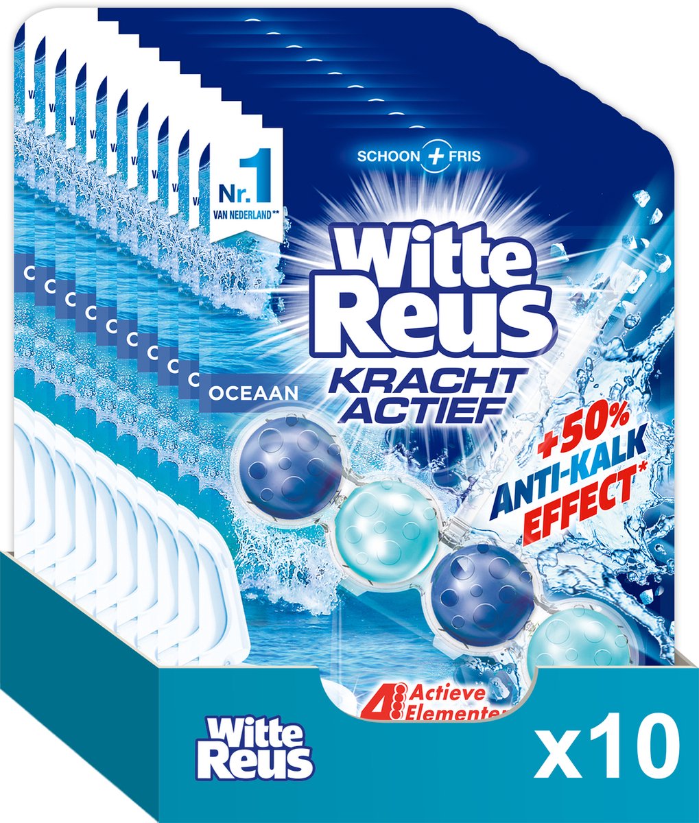 Witte Reus Kracht Actief Toiletblok - Oceaan - WC Blokjes Voordeelverpakking - 10 Stuks - Witte Reus