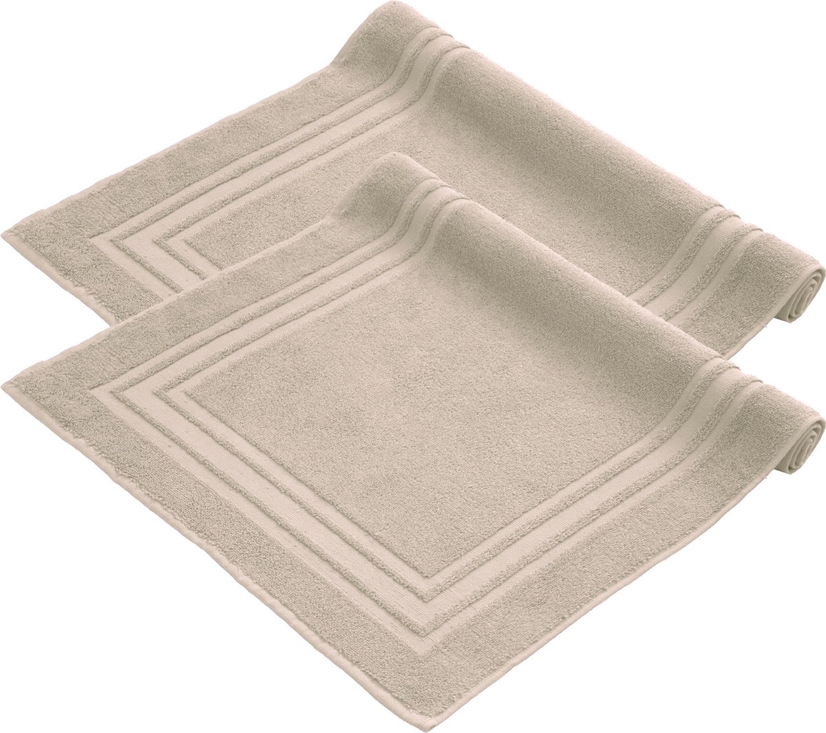 Komfortec Badmat Set - 2 stuks - Handdoek Dikte - Hotelkwaliteit - 50x70 cm - 100% Katoen - Zachte en Absorberende Douchemat/Handdoek - Beige