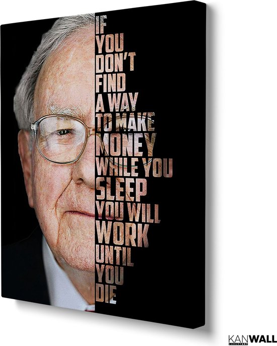 Luxe Canvas Schilderij Warren Buffett | 75x100 | Woonkamer | Slaapkamer | Kantoor | Muziek | Design | Art | Modern | ** 4CM DIK! 3D EFFECT**