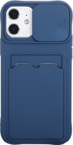 Hoesje geschikt voor iPhone SE 2022 - Backcover - Pasjeshouder - Portemonnee - Camerabescherming - TPU - Donkerblauw