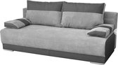 InspireMe 3-zitsbank voor woonkamer, slaapbank, sofa met slaapfunctie en opbergruimte, moderne bank, 3-zits - 196x92x85 cm, 196x140cm - NISA (Grijs)