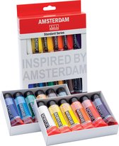 Peinture acrylique Amsterdam tube de 20 ml, étui de 12 pièces de couleurs assorties 3 pièces
