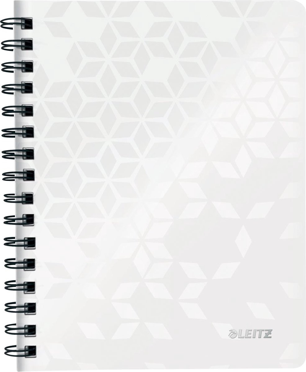 Leitz WOW Spiraalgebonden A4 Notitieboek met Kunststof Kaft - 80 Vel - Gelijnd - FSC Gecertificeerd - Wit
