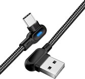 1m 3A USB-A naar USB-C Weave/Nylon Style Dubbele Elleboog Data Sync/Oplaadkabel (Rood)