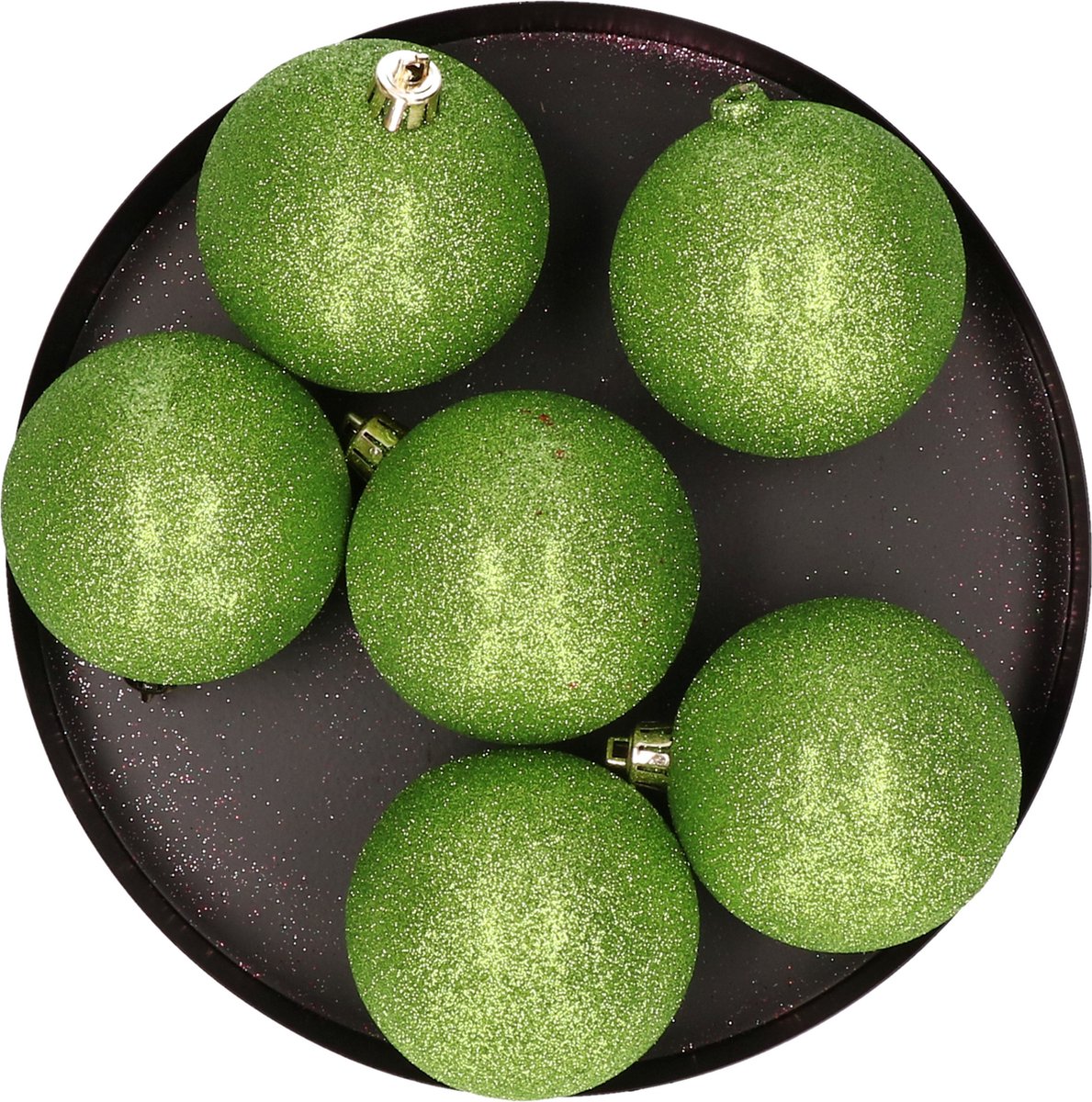 24 Boules De Noël Décoratives – 8 Cm Vert Pomme – Boules Plaquées Avec Trou De Suspension - 10