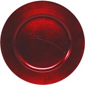 1x Ronde rode kaarsenplateaus/kaarsenborden glimmend 33 cm - onderbord / kaarsenbord / onderzet bord voor kaarsen