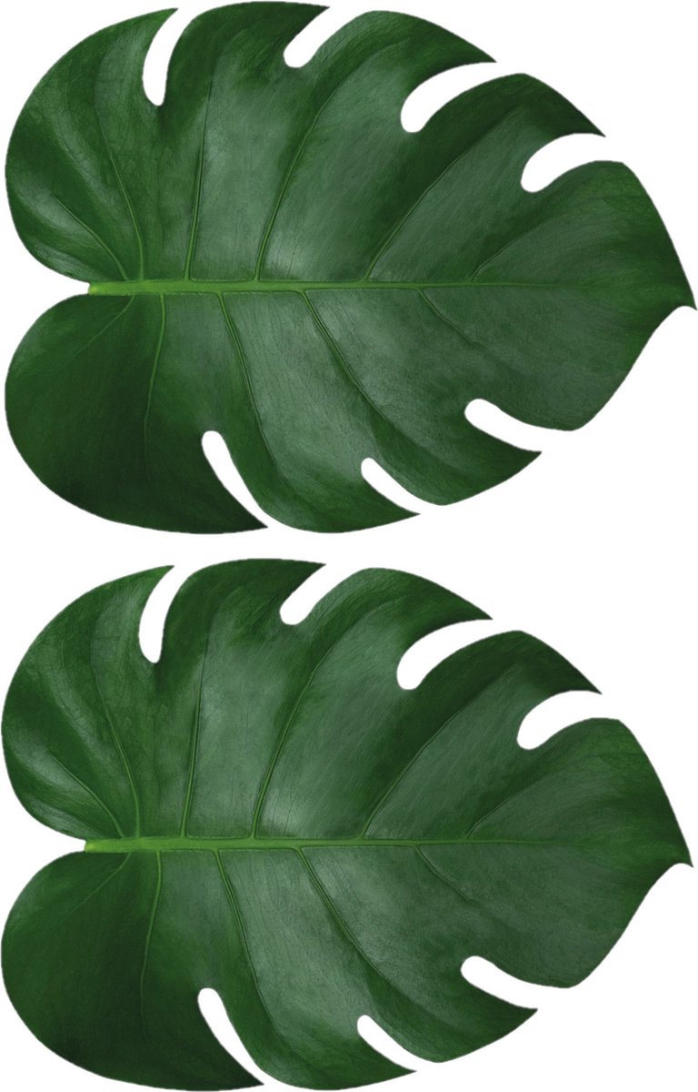 10x stuks bladvormige groene placemats van vinyl 34 x 44 cm - Antislip/waterafstotend - Stevige top kwaliteit