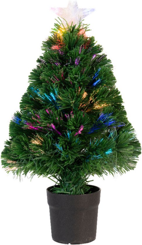 schrijven fenomeen kader Fiber optic kerstboom/kunst kerstboom met verlichting en ster piek 90 cm -  Fibre... | bol.com