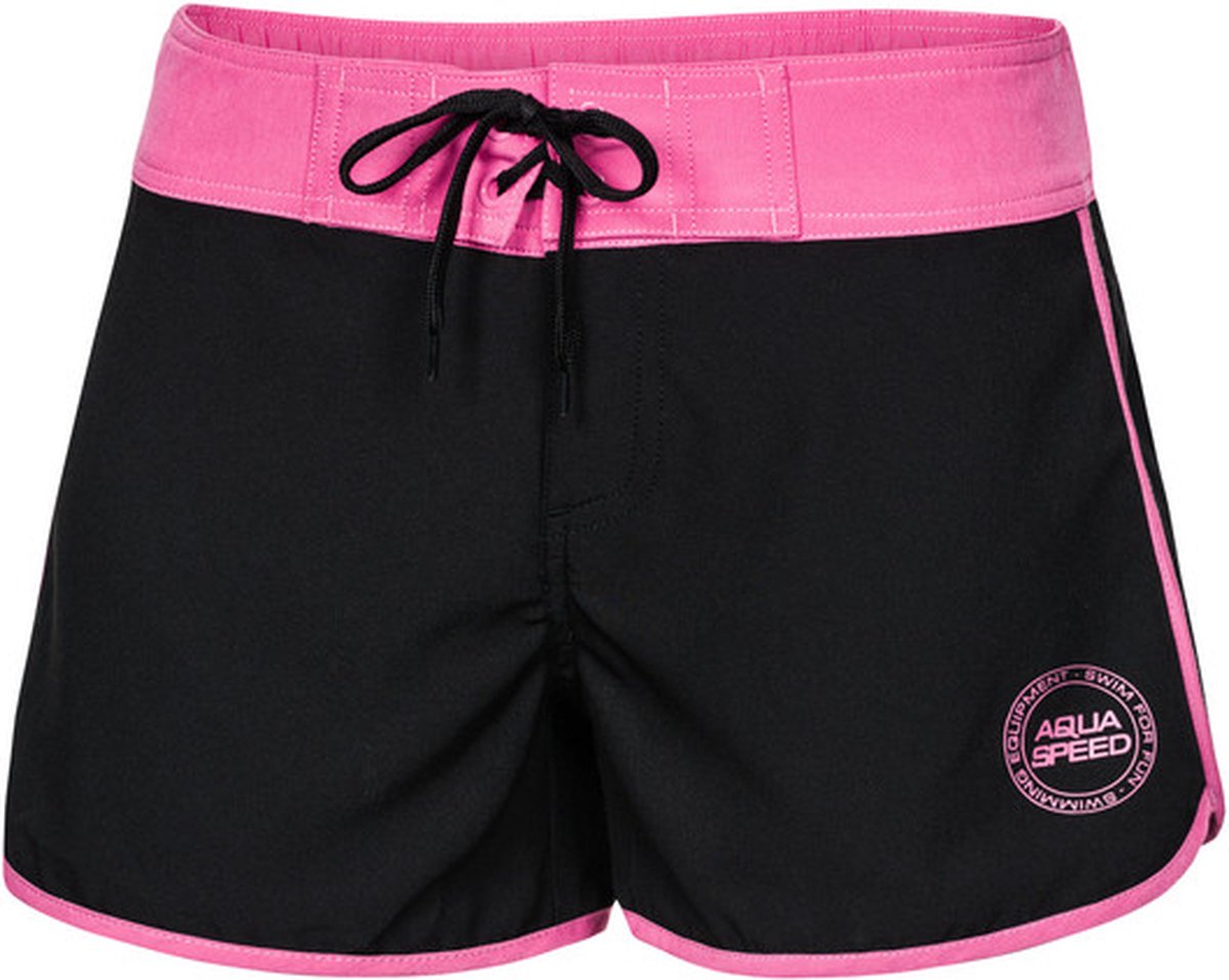 VIKI Dames Zwemshort / Boardshort - Zwart met Roze XS