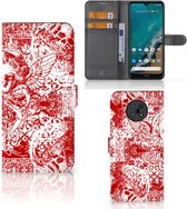 GSM Hoesje Nokia G50 Book Style Case Angel Skull Red