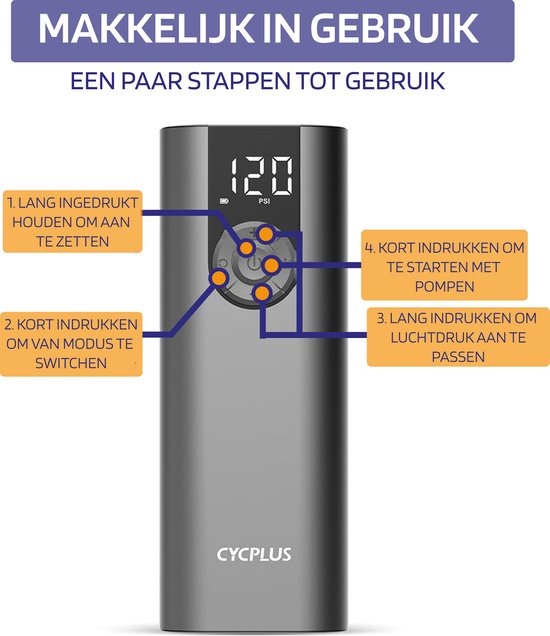 TechGenics A8 Elektrische Compressor en Bandenpomp - 10.3 BAR - Incl. Opzetstukjes - Zwart — afbeelding 3