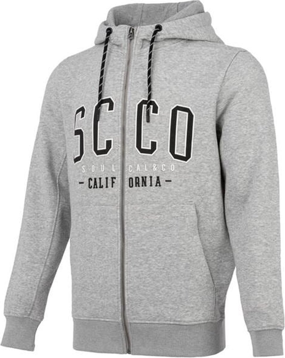 SoulCal - Sweater met Rits en Capuchon - Vest - groot logo - Heren -Licht grijs - L